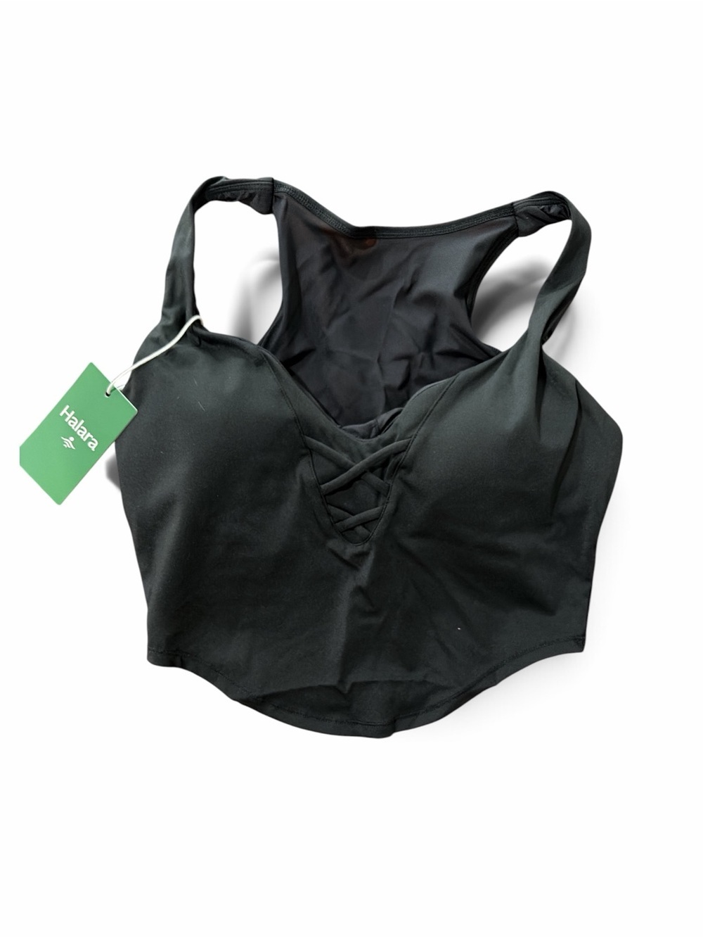 HALARA Black Lace-Up Front Sports Bra Crop